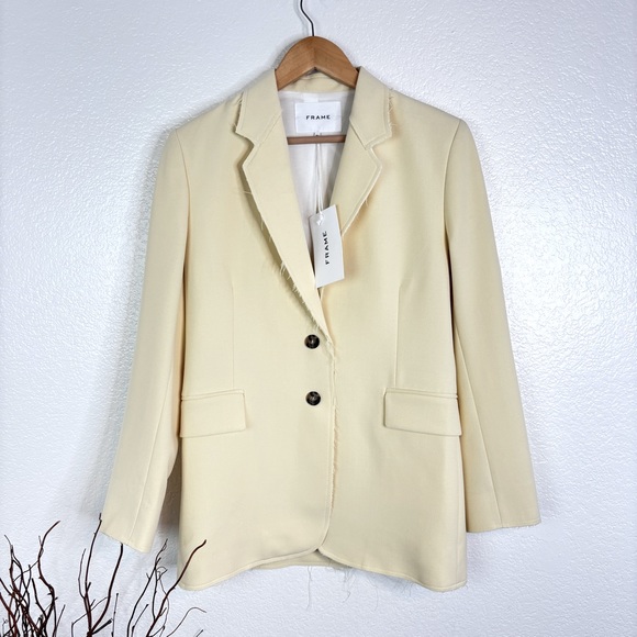 NWT FRAME Oversized Raw Edge Blazer in Butter - Picture 5 of 10